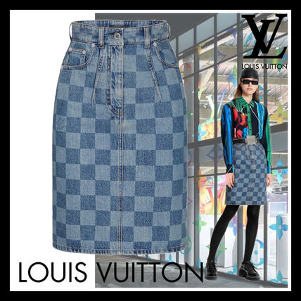 Louis Vuitton 2019 20AW Pencil Skirts Short Other Plaid Patterns Cotton Mini Skirts 