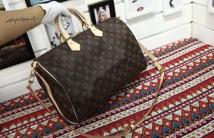 Louis Vuitton SPEEDY Monogram Unisex Canvas A4 2WAY Leather Crossbody Logo 