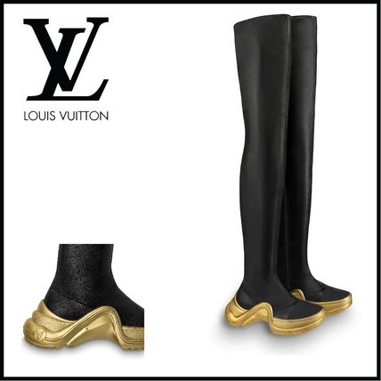 Louis Vuitton 2019 Cruise Rubber Sole Plain Leather Over the Knee Boots