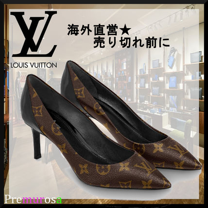 Louis Vuitton 2020 21AW Leather Elegant Style Logo Pointed Toe Pumps  Mules 1A4W5Z 
