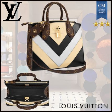 Louis Vuitton CITY STEAMER Monogram Canvas 2WAY Leather Elegant Style Crossbody Logo 