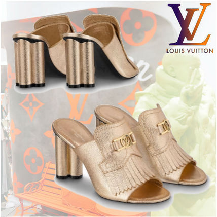Louis Vuitton Casual Style Plain Leather Block Heels Elegant Style Logo 1A87S9 