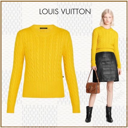 Louis Vuitton 2020 21AW Crew Neck Cable Knit Cashmere Nylon Blended Fabrics 