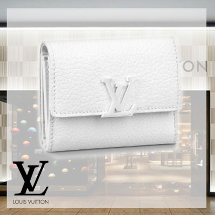 Louis Vuitton Plain Leather Folding Wallet Small Wallet Logo 