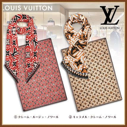 Louis Vuitton 2020 21AW Wool Fringes Knit  Fur Scarves M76484 M76485 