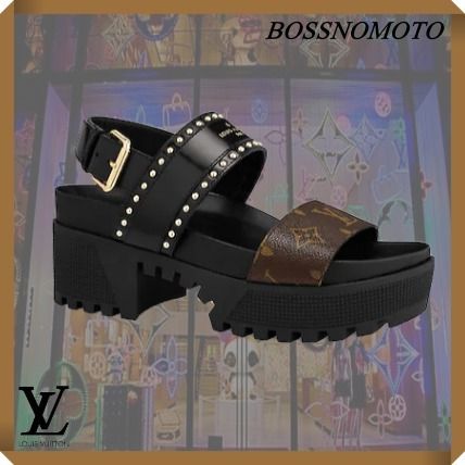 Louis Vuitton MONOGRAM 2020 SS Monogram Open Toe Platform Rubber Sole Casual Style 1A6650 