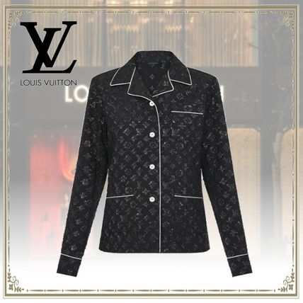 Louis Vuitton 2020 21AW Black Pajama Top In Monogram Lurex Jacquard 1A82JI 