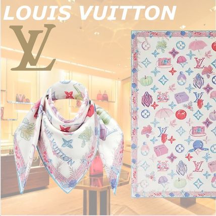 Louis Vuitton 2020 21AW Monogram Silk Logo Icy Color Lightweight Scarves  Shawls M76423 