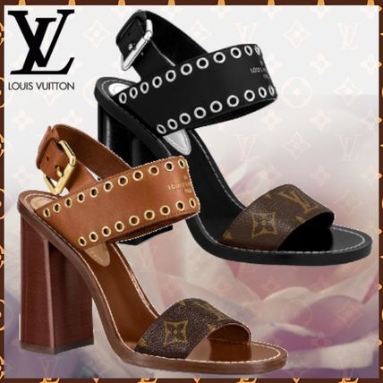 Louis Vuitton MONOGRAM 2020 SS Monogram Open Toe Blended Fabrics Studded Bi color Plain 