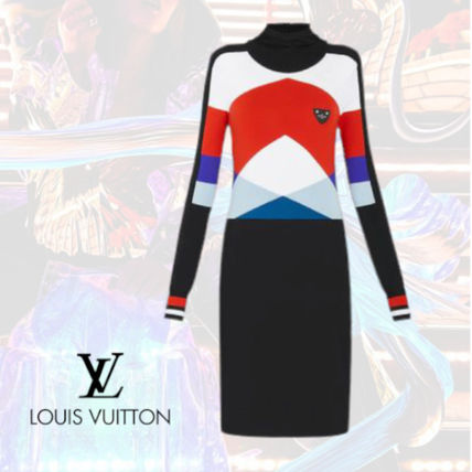 Louis Vuitton 2020 SS Long Sleeved Colorblock Hooded Knit Dress 1A61LT 
