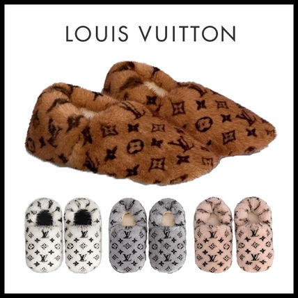 Louis Vuitton Monogram Fur Logo Slip On Shoes 