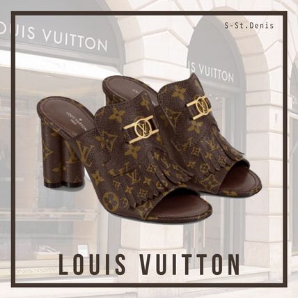 Louis Vuitton MONOGRAM 2020 SS Monogram Open Toe Blended Fabrics Fringes Elegant Style 1A8651 