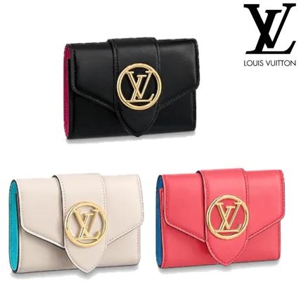 Louis Vuitton PONT NEUF 2020 SS Bi color Plain Leather Folding Wallet Small Wallet Logo M69177 M69176 M69175 