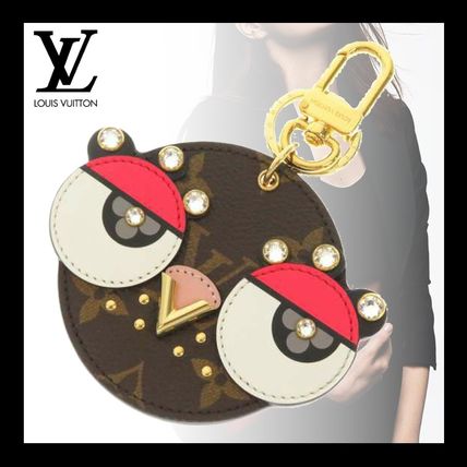 Louis Vuitton MONOGRAM Unisex Calfskin Plain Leather Logo Keychains  Bag Charms 