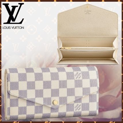 Louis Vuitton PORTEFEUILLE SARAH Other Plaid Patterns Canvas Blended Fabrics Bi color Leather 
