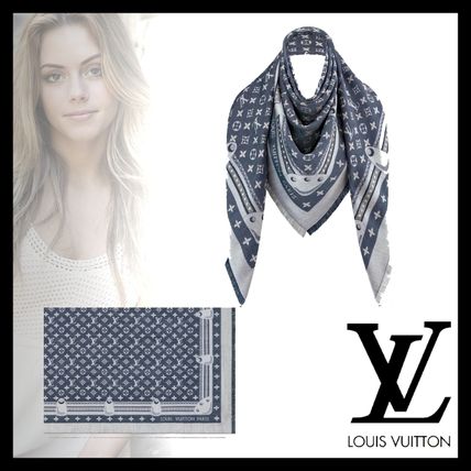 Louis Vuitton Monogram Blended Fabrics Studded Fringes Elegant Style Logo 