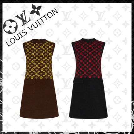 Louis Vuitton 2020 21AW Short Monogram Tight Wool Sleeveless Bridal Dresses 1A837V 1A837O 