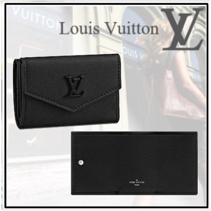Louis Vuitton Plain Leather Folding Wallet Logo Folding Wallets 