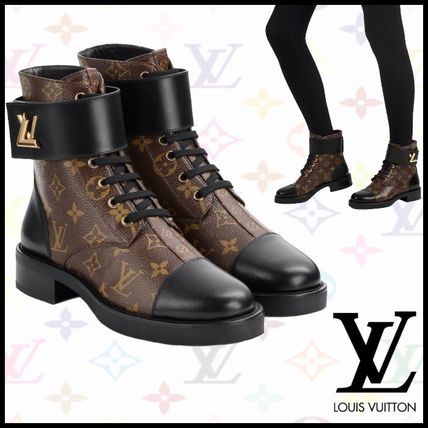 Louis Vuitton MONOGRAM Monogram Casual Style Street Style Block Heels Elegant Style 