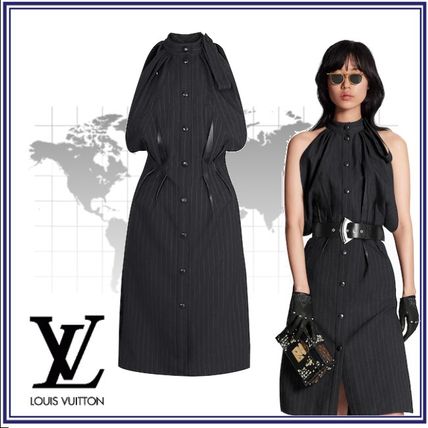 Louis Vuitton 2020 SS Stripes Wool Sleeveless Long Elegant Style Dresses 