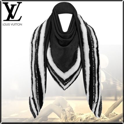 Louis Vuitton MONOGRAM Street Style Knit  Fur Scarves M74352 
