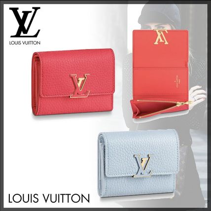 Louis Vuitton CAPUCINES 2019 20AW Plain Leather Folding Wallet Small Wallet Logo M69061 