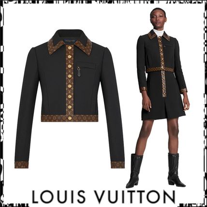 Louis Vuitton Black Cropped Jacket With Monogram Trim 1A82Z6 