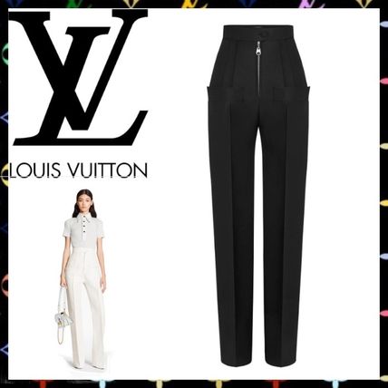 Louis Vuitton 2020 SS Wool Silk Plain Long Wide Leg Pants 1A7UQF 