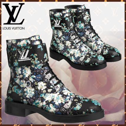 Louis Vuitton Flower Patterns Round Toe Rubber Sole Blended Fabrics 