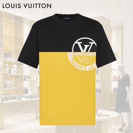 Louis Vuitton Crew Neck Short Street Style Bi color Plain Cotton 