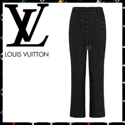 Louis Vuitton 2020 21AW Black Pyjama Trousers In Monogram Lurex Jacquard 1A88R6 