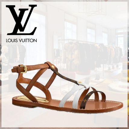 Louis Vuitton Monogram Open Toe Fur Logo Sandals 