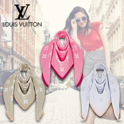 Louis Vuitton MONOGRAM Monogram Logo Knit  Fur Scarves 