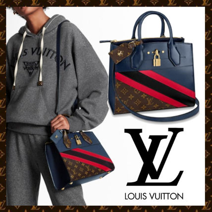 Louis Vuitton 2020 SS Stripes Monogram Calfskin Canvas Blended Fabrics M55434 