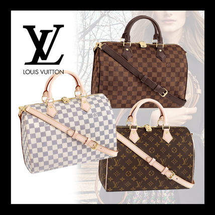 Louis Vuitton SPEEDY Monogram 2WAY Leather Crossbody Logo Boston  Duffles 