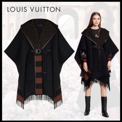 Louis Vuitton Monogram Wool Fringes Logo Ponchos  Capes 1A83TK 