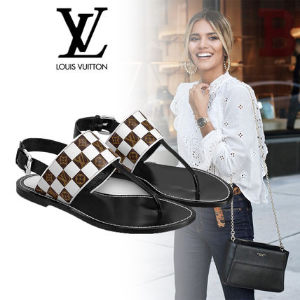 Louis Vuitton DAMIER 2020 SS Monogram Open Toe Casual Style Street Style Leather 