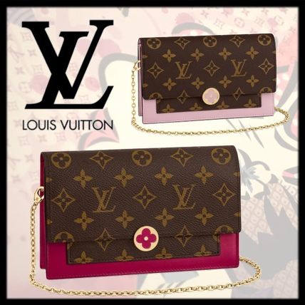 Louis Vuitton 2020 21AW Monogram Unisex Chain Leather Folding Wallet Logo M67405 M67404 