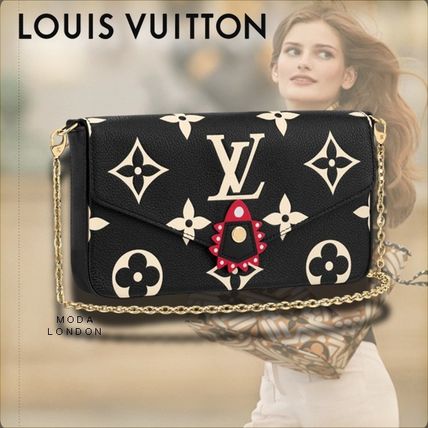 Louis Vuitton Monogram Blended Fabrics 2WAY Chain Leather Party Style 