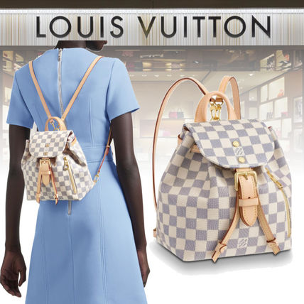Louis Vuitton DAMIER AZUR 2020 SS Canvas Leather Elegant Style Backpacks N44026 