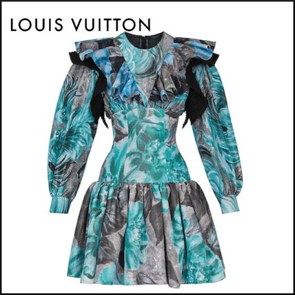 Louis Vuitton 2020 SS Short Silk Long Sleeves Party Style Elegant Style Dresses 1A5QT7 