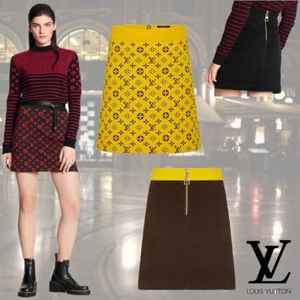 Louis Vuitton MONOGRAM 2020 21AW Short Monogram Wool Blended Fabrics Cotton Logo Mini Skirts