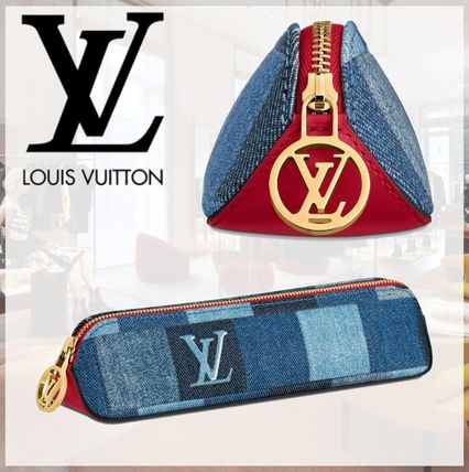 Louis Vuitton MONOGRAM Casual Style Denim Leather Office Style Logo Accessories 