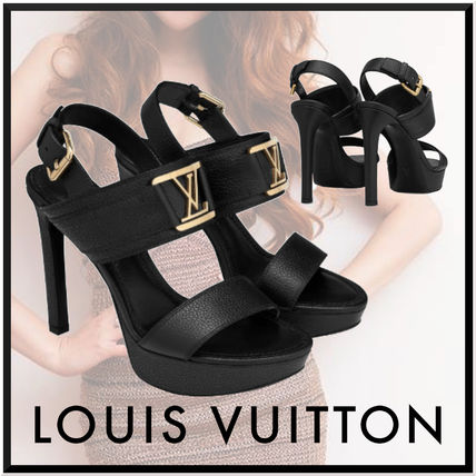 Louis Vuitton Open Toe Plain Leather Party Style Elegant Style 1A64XC 