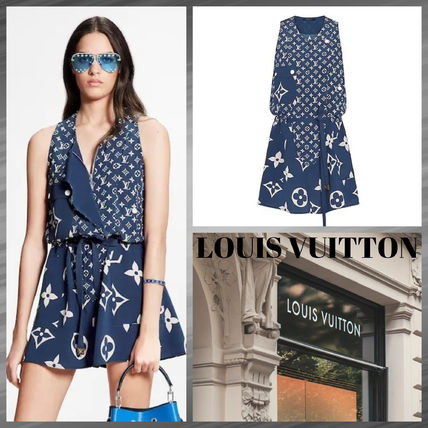 Louis Vuitton 2020 SS Short Stripes Monogram Casual Style Silk Sleeveless Logo 