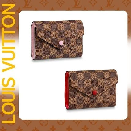 Louis Vuitton DAMIER Leather Folding Wallet Logo Folding Wallets N41659 N61700 