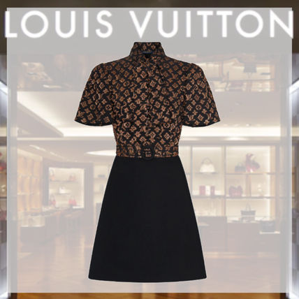 Louis Vuitton 2020 21AW Monogram Casual Style A line Wool Silk Plain Short Sleeves