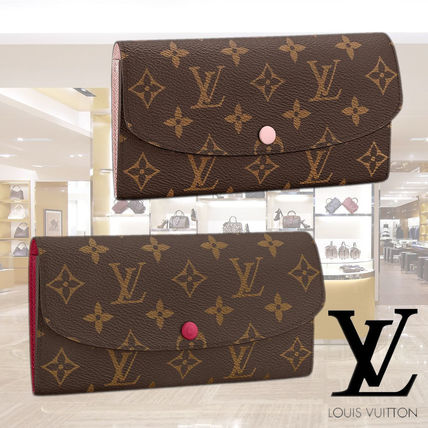 Louis Vuitton MONOGRAM Monogram Calfskin Bi color Leather Logo Long Wallets M61289 M60697 