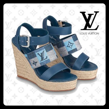 Louis Vuitton MONOGRAM Monogram Open Toe Platform Rubber Sole Leather Logo 1A666D 