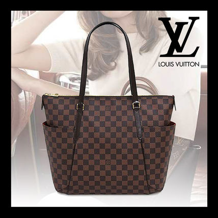 Louis Vuitton DAMIER Casual Style A4 Leather Formal Style Logo Totes 